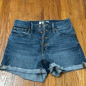 Madewell high rise denim shorts. Size 24. Button front, no zipper.